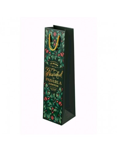 BOLSA REGALO ACEBO VERDE NAVIDAD JUNTOS